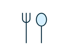 Fork and spoon line icon. High quality outline symbol for web design or mobile app. Thin line sign for design logo. Color outline pictogram on white background