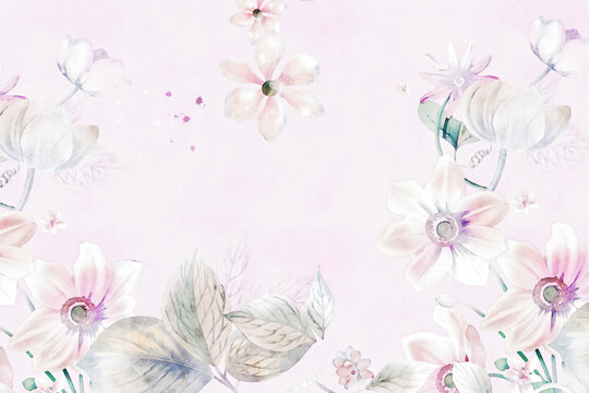 Beautiful abstract hand drawn flowers and background