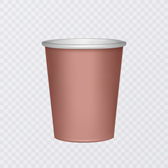 Paper coffee cup with blank labels in 3D illustration over transparent background