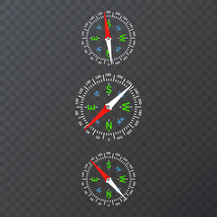 Compass icons on transparent background, Vector compass icons