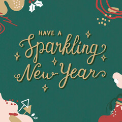 Have a sparkling new year social ads template vector