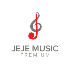 letter J music logo icon vector template