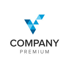 letter V blue logo icon vector template