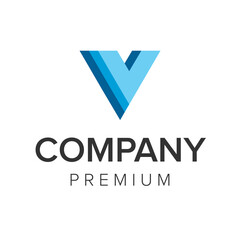 letter V blue logo icon vector template
