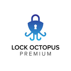 Fototapeta premium lock octopus logo icon vector template
