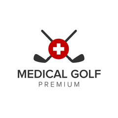 Obraz premium medical golf logo icon vector template