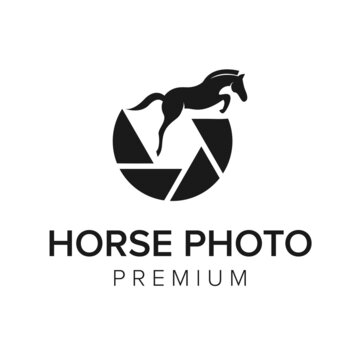horse photo logo icon vector template