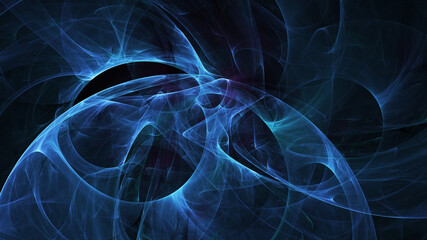 Abstract colorful blue fiery shapes. Fantasy light background. Digital fractal art. 3d rendering.