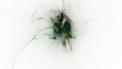 Abstract colorful green shapes. Fantasy light background. Digital fractal art. 3d rendering.