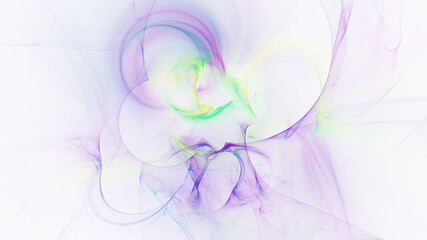 Abstract colorful violet and green shapes. Fantasy light background. Digital fractal art. 3d rendering.