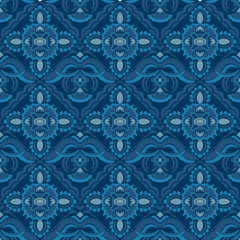 Japanese Art Flower Diamond Motif Vector Seamless Pattern