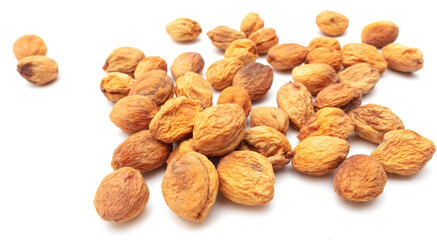 Dried apricot on a white background.