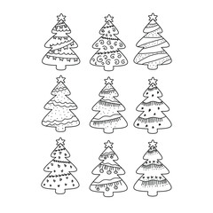 Vector illustration of Christmas tree sketch