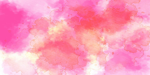 Colorful watercolor hand painted abstract background for textures. Hand painted watercolor sky and pink , yellow clouds, abstract watercolor background, vector illustration