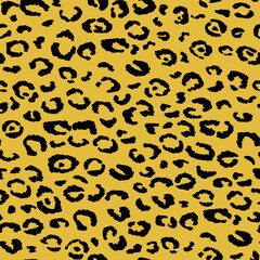 Abstract modern leopard seamless pattern. Animals trendy background. Yellow and black decorative vector stock illustration for print, card, postcard, fabric, textile. Modern ornament of stylized skin