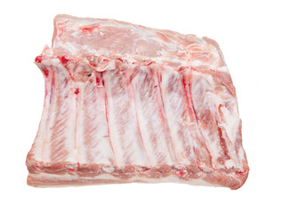 Pork ribs with meat isolated on a white background.