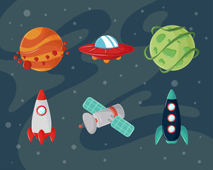icons space rockets