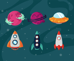 icon set planet space © Stockgiu