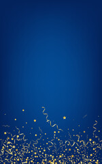 Golden Ribbon Paper Vector Blue Background.