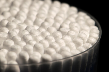 box with cotton swabs for personal hygiene close-up