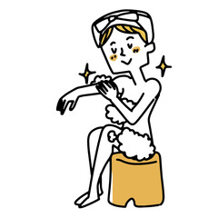 体をきれいに洗う女性
