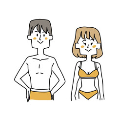 健康的な下着の男性と女性