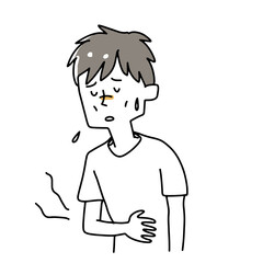 お腹をすかしている若い男性