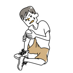 膝の痛みを訴える男性