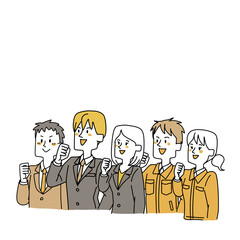 やる気に満ちたビジネスマン五人
