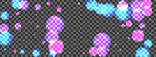 Pink Confetti Background Transparent Vector. Ball Twinkle Template. Glitter Card. Blue Spot Shine Illustration. Purple Celebrate.
