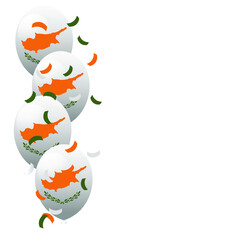 Cyprus independence day celebration background with balloons and confetti. Festive border flat lay. Vector illustration