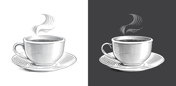 A cup of hot drink. Hand drawing sketch engraving illustration style