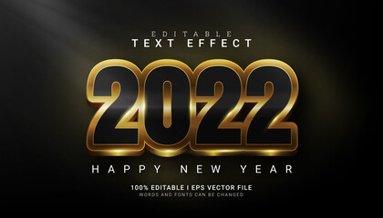 happy new year 2022 editable text effect vector illustration