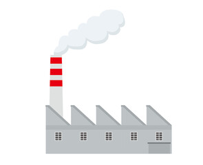 Obraz premium シンプルな鋸屋根の煙突のある工場のイラスト 白背景