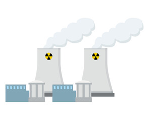 シンプルな原子力発電所のイラスト　原発　脱炭素　白背景 © globeds