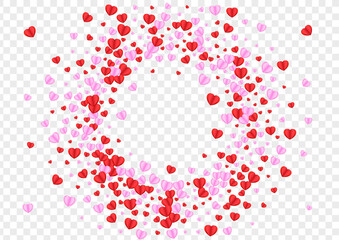 Pink Heart Background Transparent Vector. Party Frame Confetti. Violet Falling Texture. Tender Confetti Random Illustration. Fond Love Pattern.