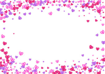 Red Confetti Background White Vector. Isolated Pattern Heart. Tender Wallpaper Backdrop. Fond Confetti Celebration Texture. Pink Cute Illustration.