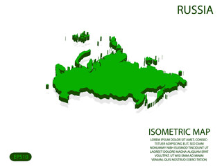 Fototapeta premium Green isometric map of Russia elements white background for concept map easy to edit and customize. eps 10