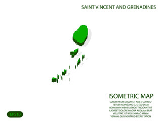 Green isometric map of Saint Vincent and Grenadines elements white background for concept map easy to edit and customize. eps 10