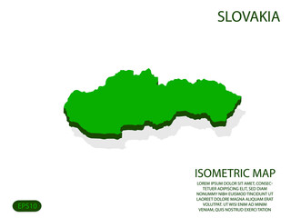 Green isometric map of Slovakia elements white background for concept map easy to edit and customize. eps 10
