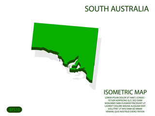 Green isometric map of South Australia elements white background for concept map easy to edit and customize. eps 10