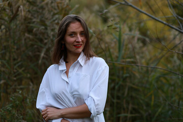 Woman in white shirt in the park