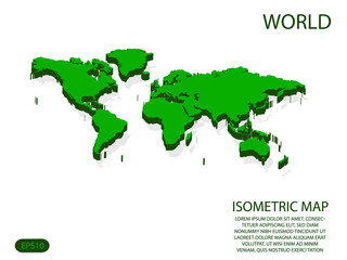 Green isometric map of World elements white background for concept map easy to edit and customize. eps 10