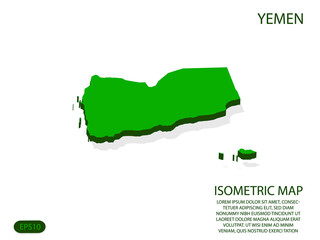 Green isometric map of Yemen elements white background for concept map easy to edit and customize. eps 10