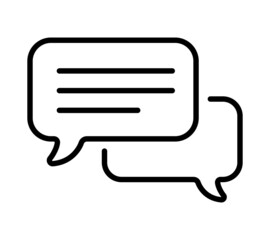 Chatting icon. Human talking with talk bubble. Black stroke isolated on white background. Vector chat pictogram eps10