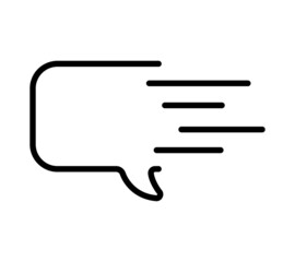 Chatting icon. Human talking with talk bubble. Black stroke isolated on white background. Vector chat pictogram eps10