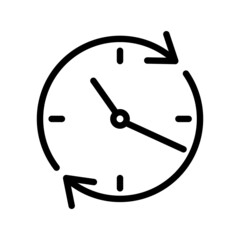 Time icon. Clock pictogram. Fast time delivery symbol for web. Line stroke. Isolated on white background. Vector eps10