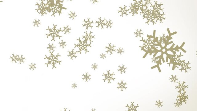 積もりそうなボタン雪が降り注ぐアブストラクトな背景ループ　白バック＆ゴールド