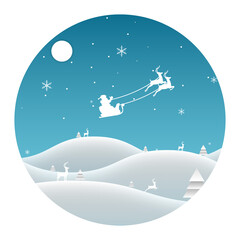 Naklejka premium Christmas background in paper art with snow hill and dear with tree