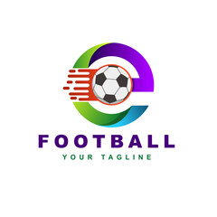 letter k logo with "football" and "ball" concept.